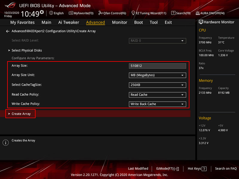 Configuración de RAID en BIOS de Asus