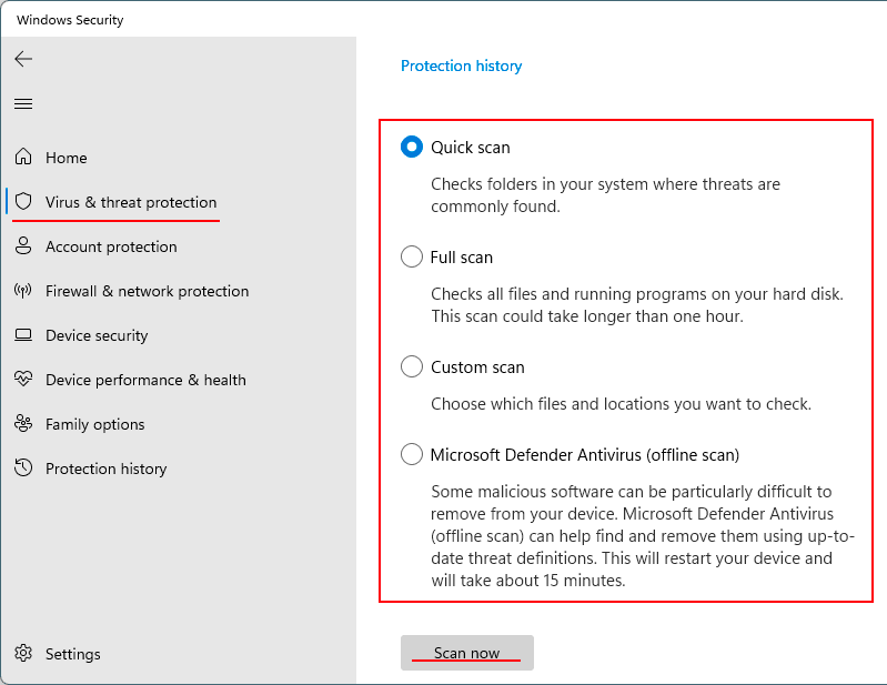 ¿Cómo ejecutar un escaneo con Defender en Windows 11?