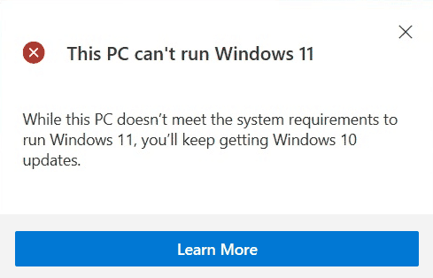 Este PC no puede ejecutar Windows 11