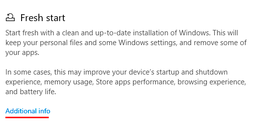 Reinstalación rápida de Windows con la función “Fresh Start”