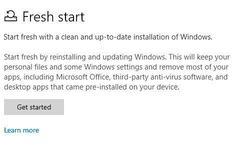 Reinstalación rápida de Windows con la función “Fresh Start”