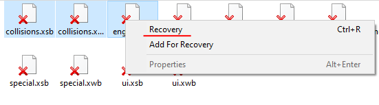 Seleccione los archivos para recuperar