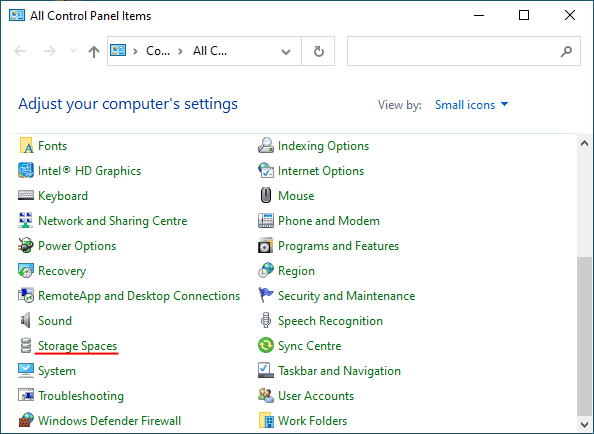 Espacios de almacenamiento Espacios de almacenamiento