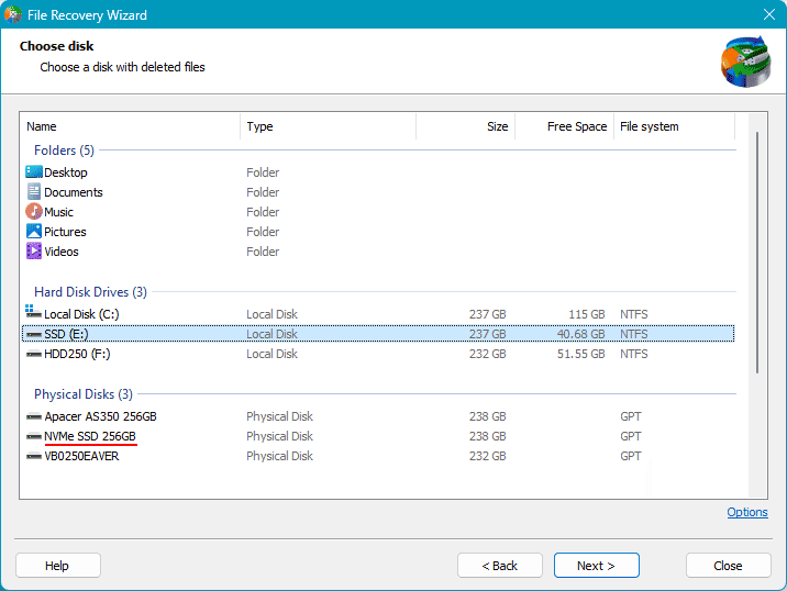 Programa de recuperación de datos de SSD