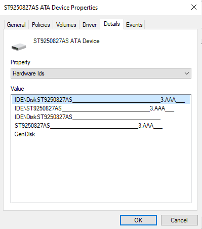 Id. de hardware en el administrador de dispositivos de Windows