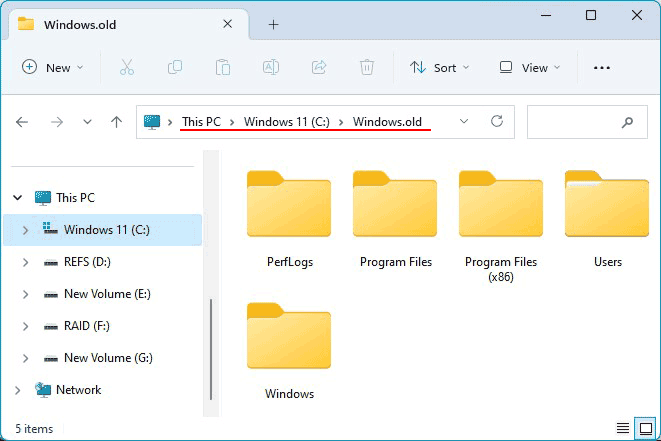 Recuperar archivos después de restablecer Windows