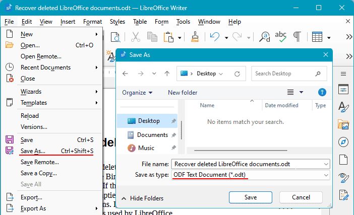 Copia de Seguridad de LibreOffice