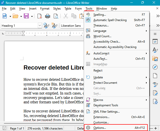 Recuperación de Documentos No Guardados en LibreOffice