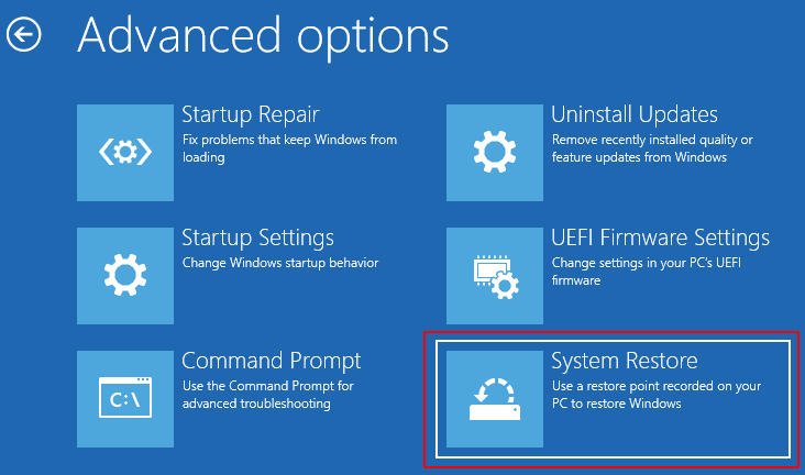 Puntos de Restauración de Windows 11 en el Entorno de Recuperación