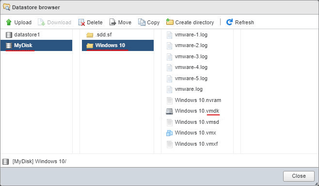 Dónde almacena VMWare vSphere ESXi los archivos de las máquinas