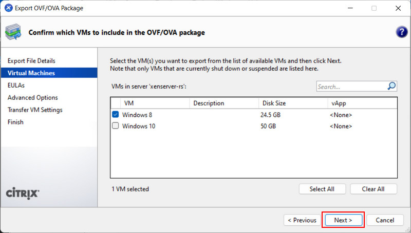 Transferencia de una máquina virtual XenServer a VirtualBox