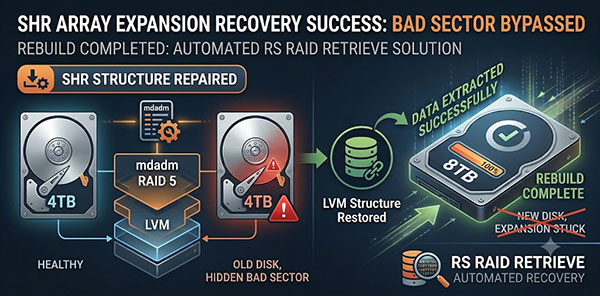 Recuperación de datos de una matriz SHR (Synology Hybrid RAID) con fallo durante el proceso de reconstrucción