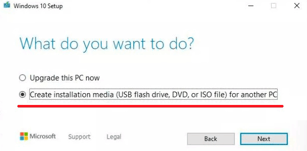 Creando una unidad flash de arranque de Windows 10