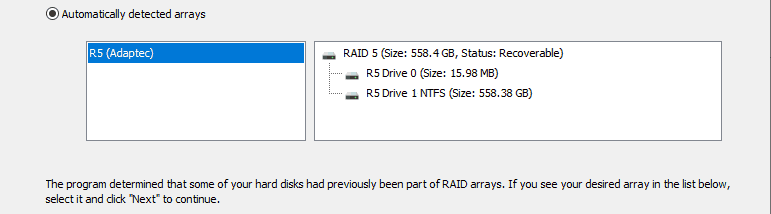 RS RAID Retrieve - Detección automática de RAID